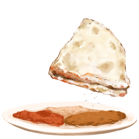 美味的淄博小饼蘸酱料png素材