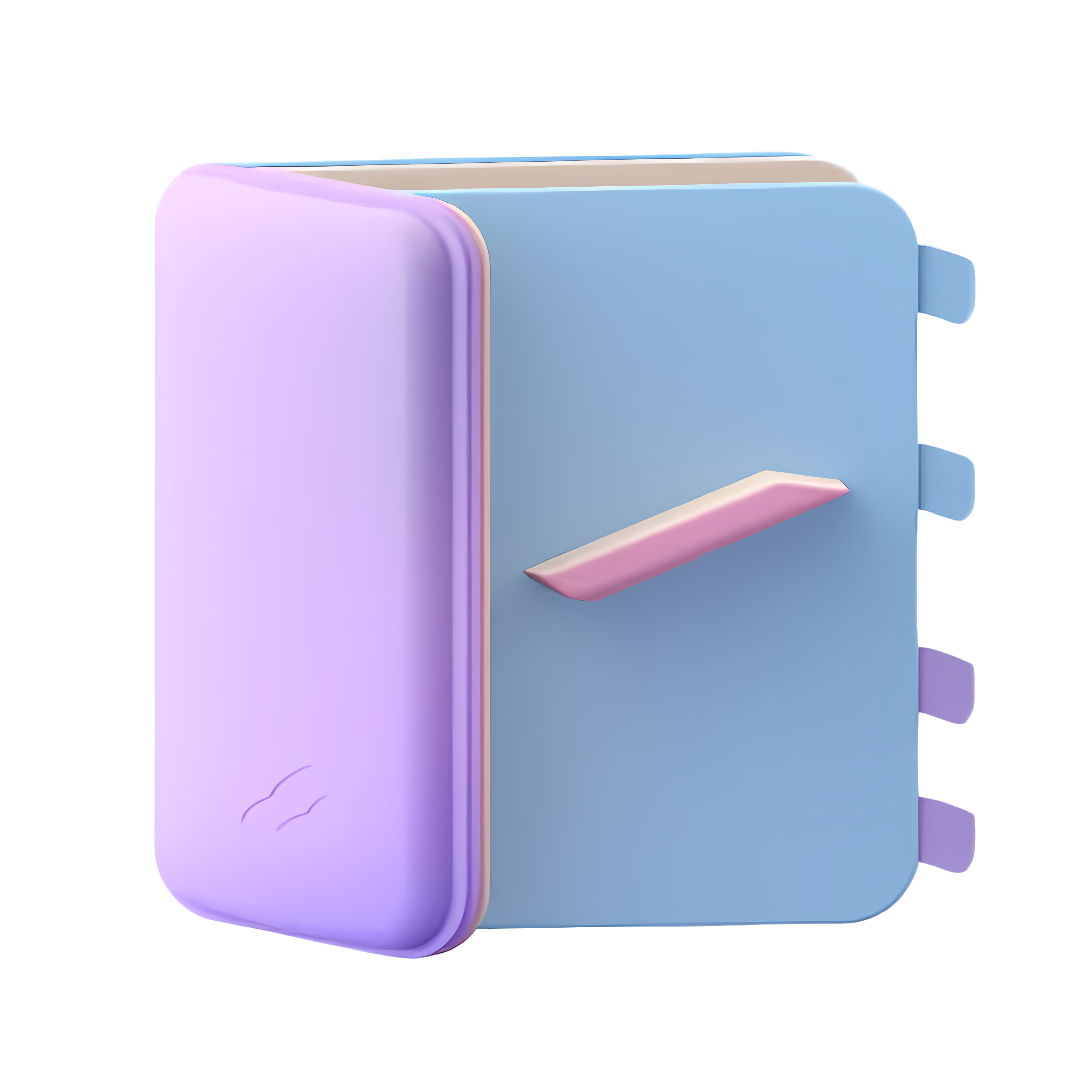 柔和色调3D书籍插画设计元素