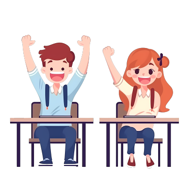 两个举手学生积极发言插画素材