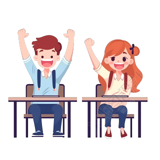 两个举手学生积极发言插画素材