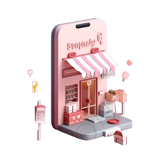 3D立体商店模型png商用素材