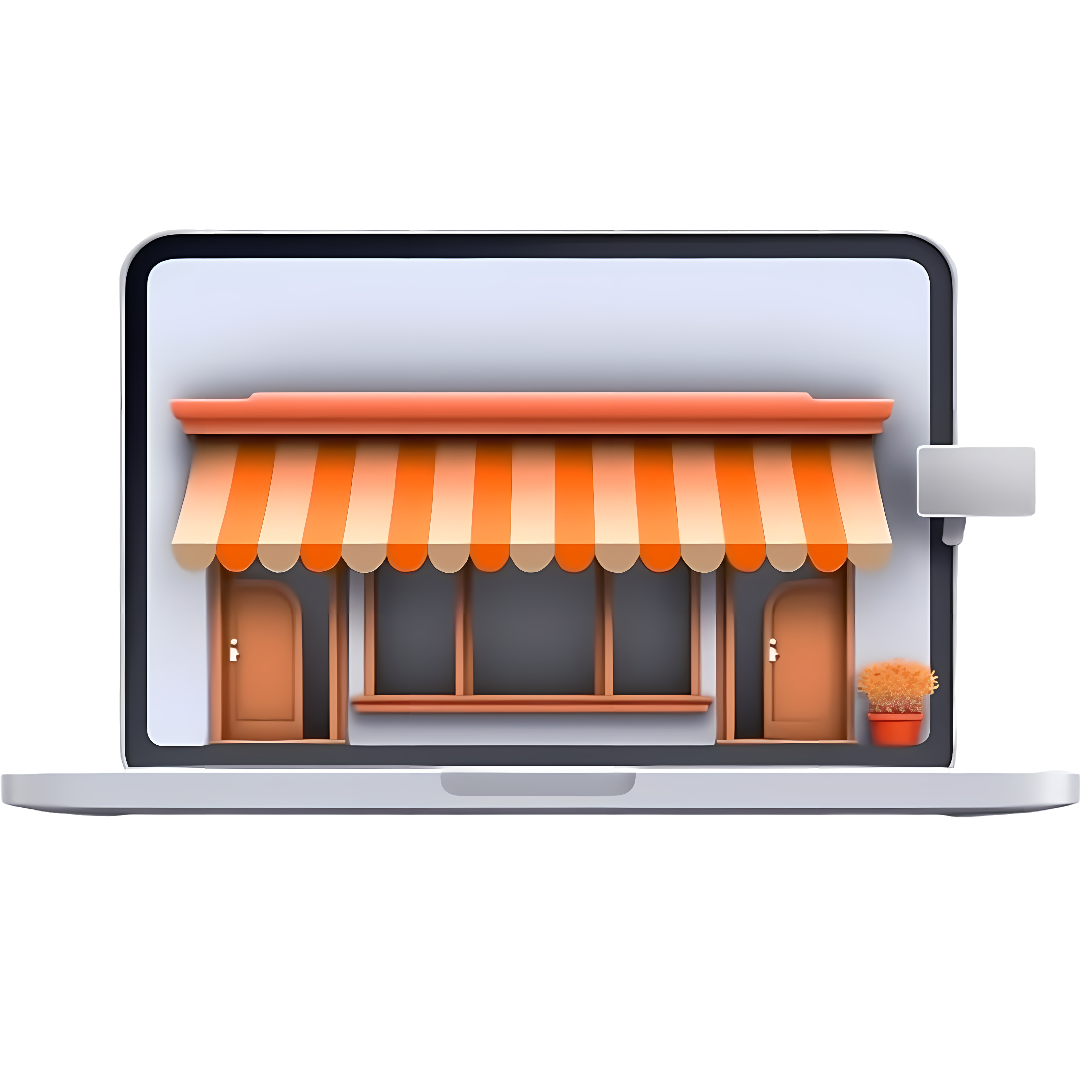 手绘商店橱窗装饰图插画