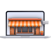 手绘商店橱窗装饰图插画