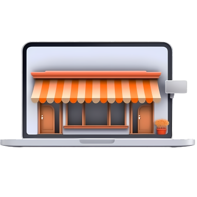 手绘商店橱窗装饰图插画