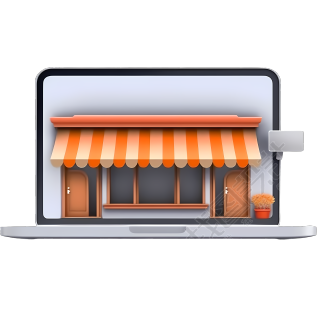 手绘商店橱窗装饰图插画