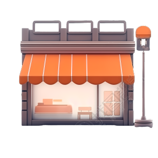 创意设计街边二层小店素材