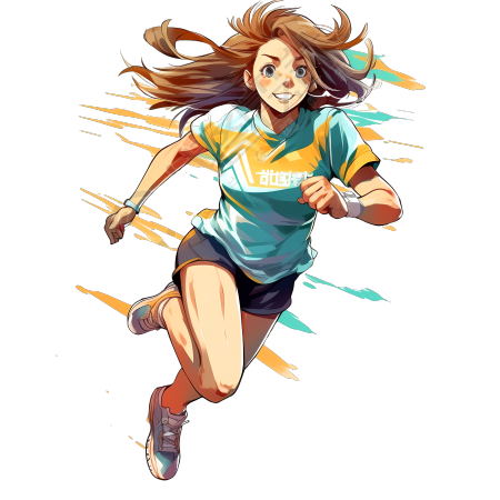 开心奔跑的运动女孩动漫插画