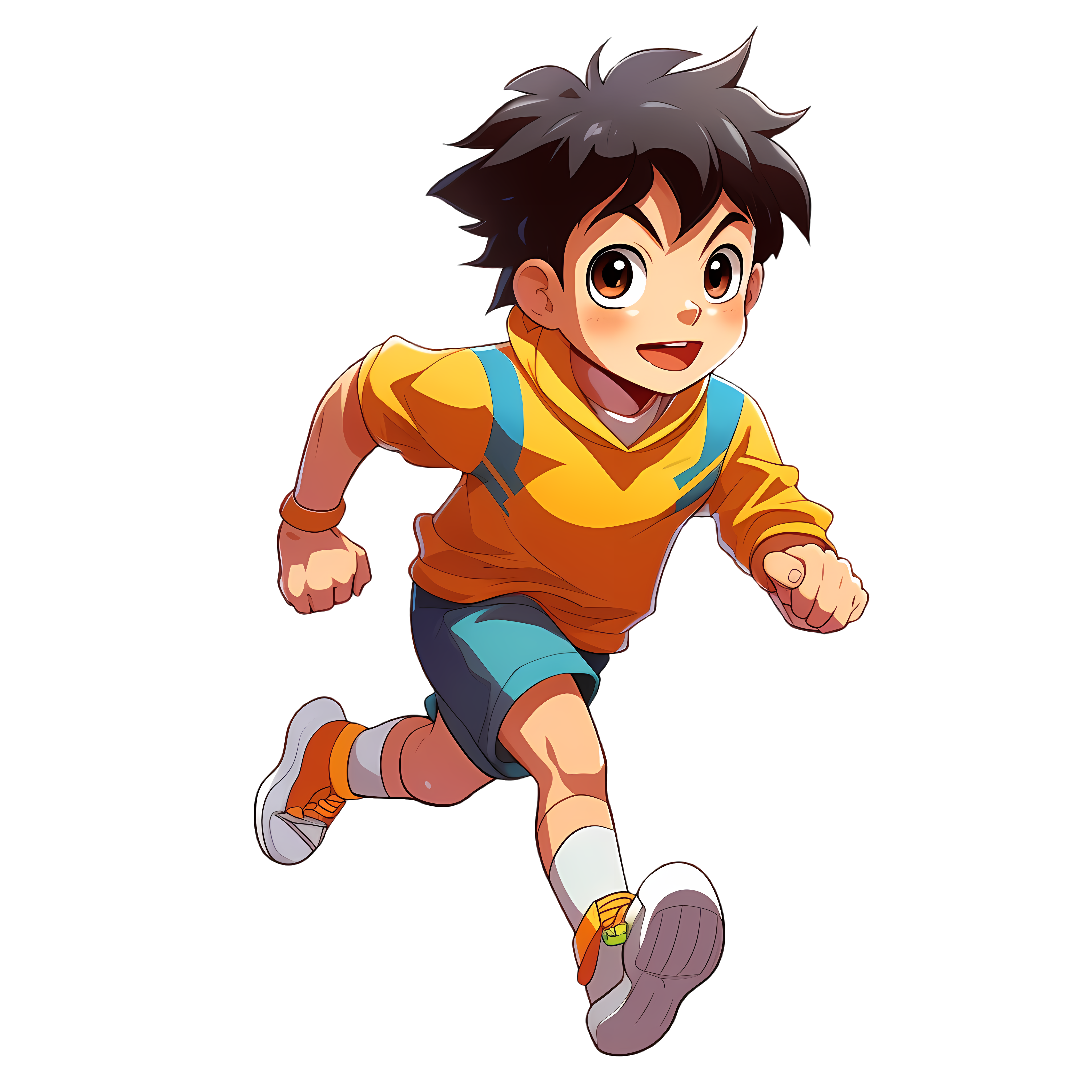 校园内正在跑步的小男生素材