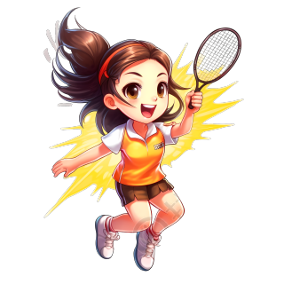开心的小女孩正在打羽毛球插画素材