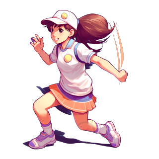 手绘女孩正在打网球插画商用素材