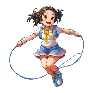 开心跳绳的女孩商用插画