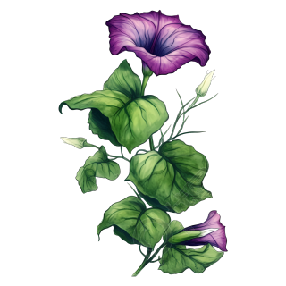 古风墨渐晨光牵牛花素材