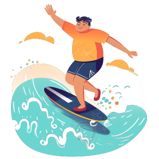 正在冲浪的男生插画素材