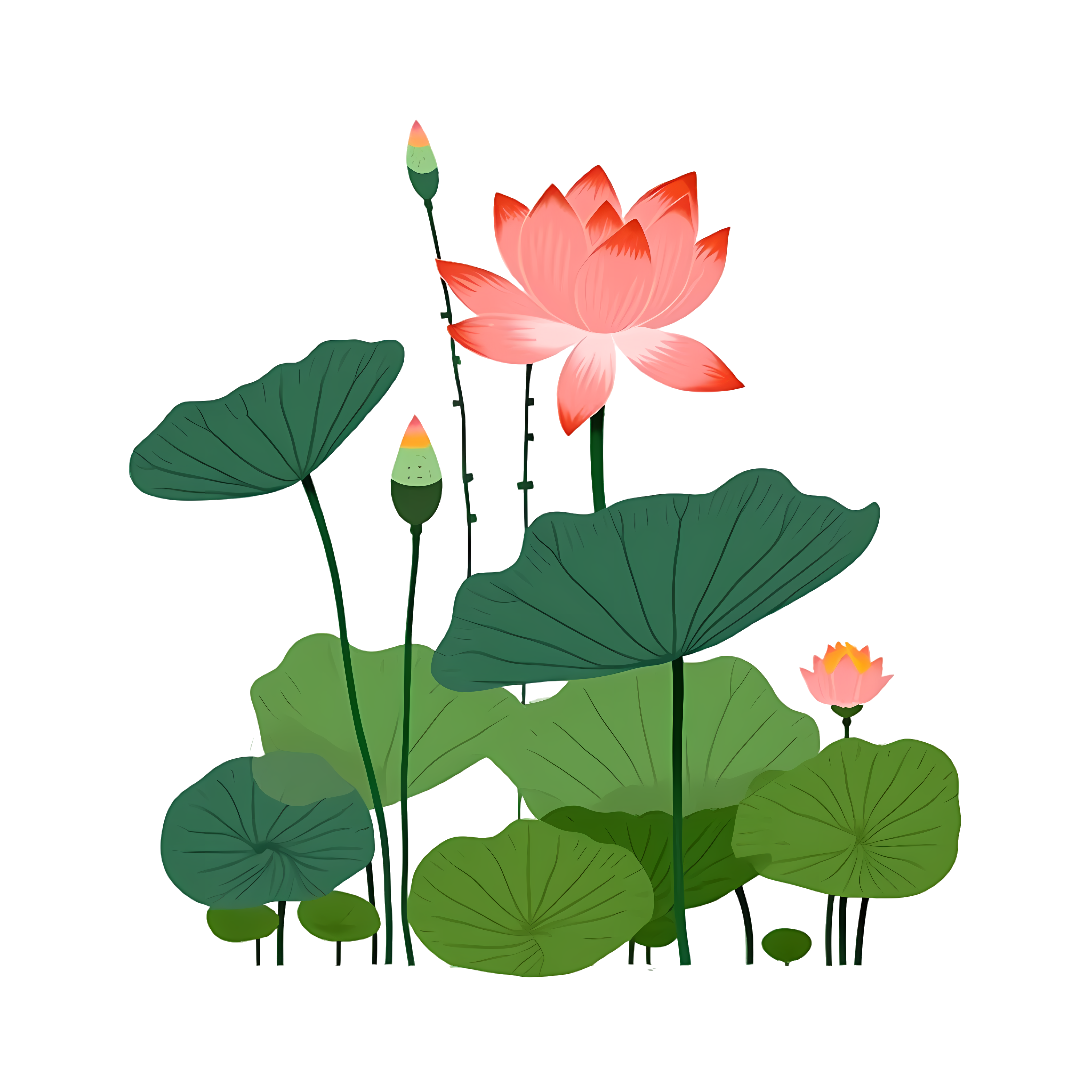 池塘美景绽放的莲花商用png素材