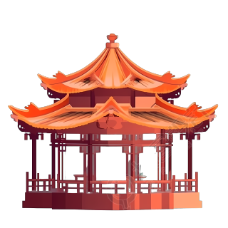 中国元素的古风小亭子插画图