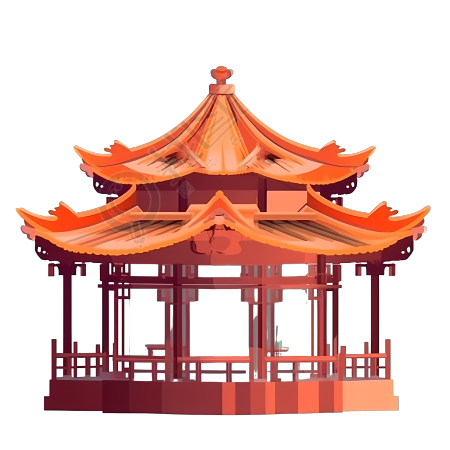 中国元素的古风小亭子插画图