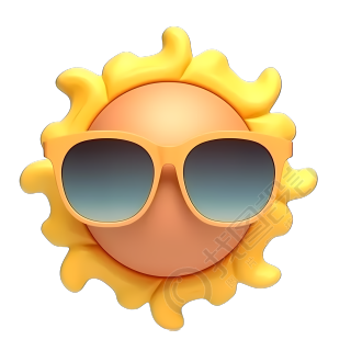带墨镜的卡通太阳公公图片