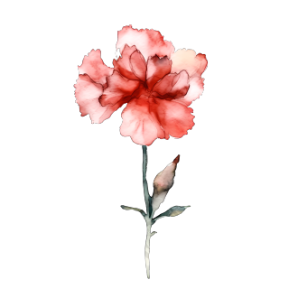 一支墨渐小红花PNG素材