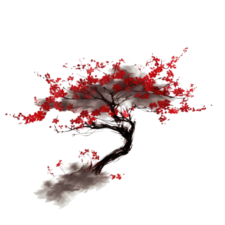 秋季满树红色树叶商用插画素材