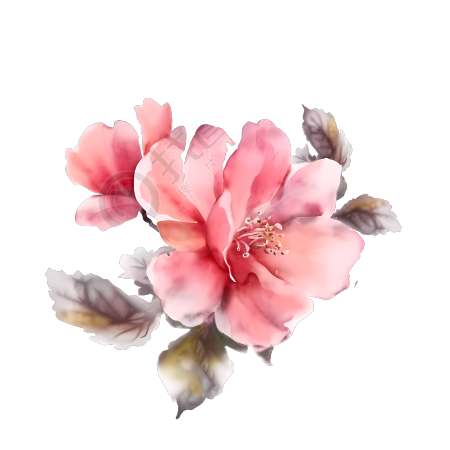 水彩画温柔的粉色花朵插画
