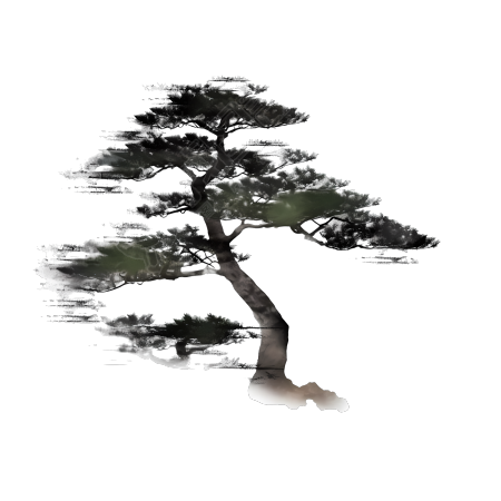 古风墨渐松树PNG图形素材