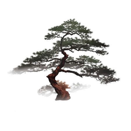 高清透明背景松树墨渐图形插画设计素材
