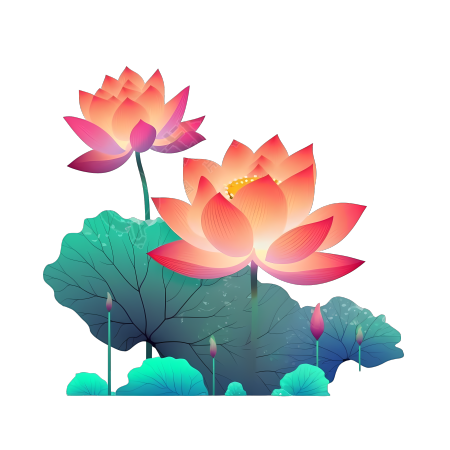 荷花花瓣渐变UI插画设计素材