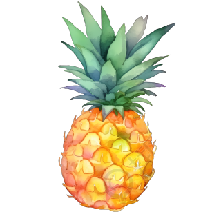 水彩菠萝商用PNG素材插画