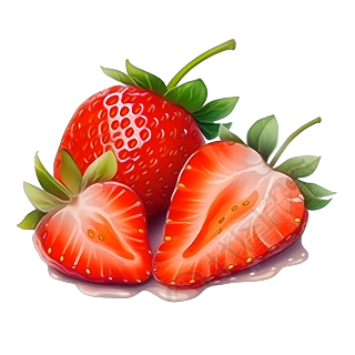 切开的水果美味草莓插画PNG