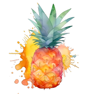 黄色创意菠萝水彩PNG图形素材