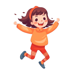 萌萌哒的小女孩开心大笑插画