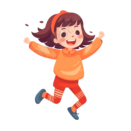 萌萌哒的小女孩开心大笑插画