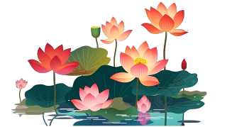 荷花彩色渐变插画设计元素