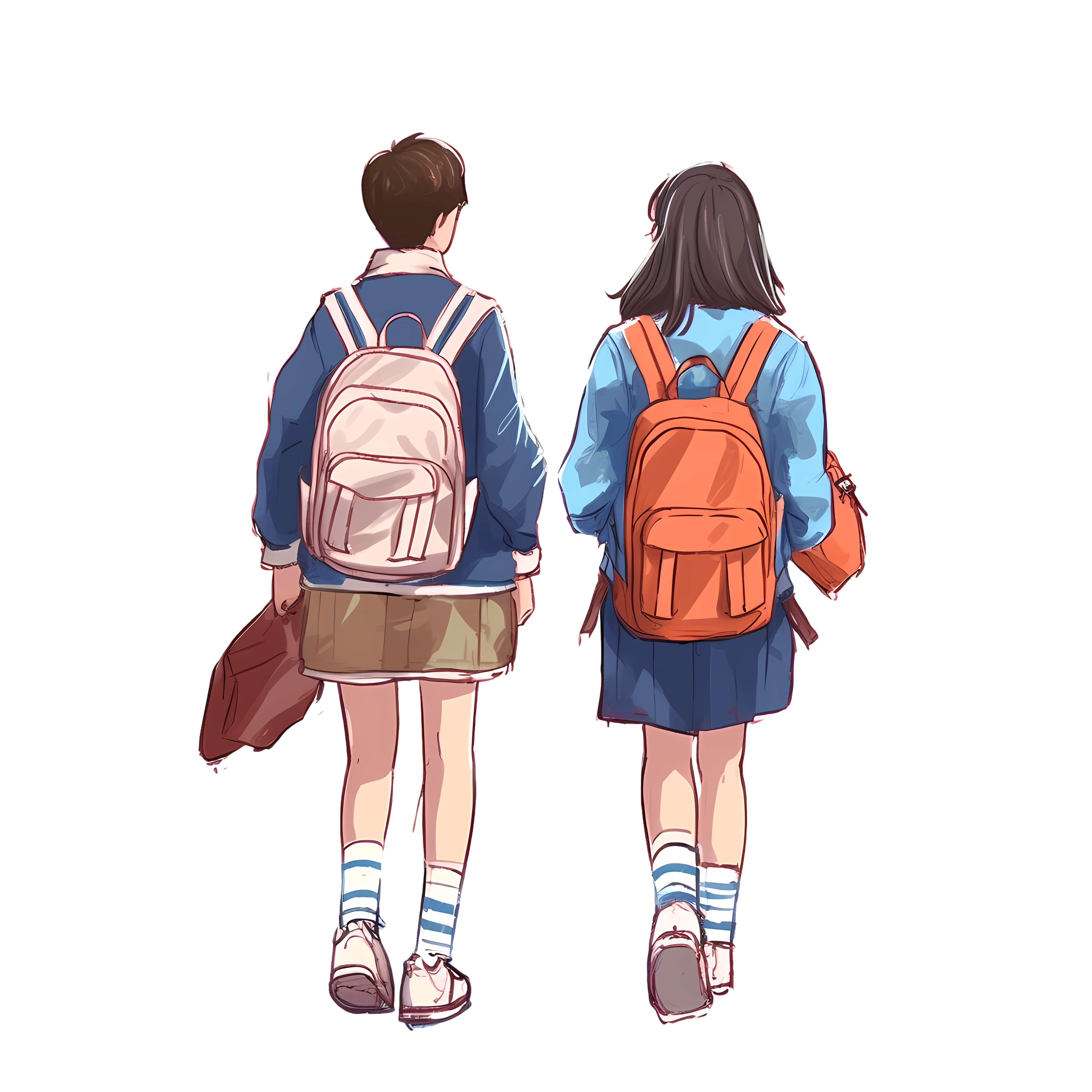 中学生上学的背影PNG图形素材
