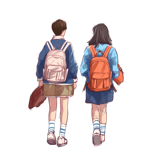 中学生上学的背影PNG图形素材
