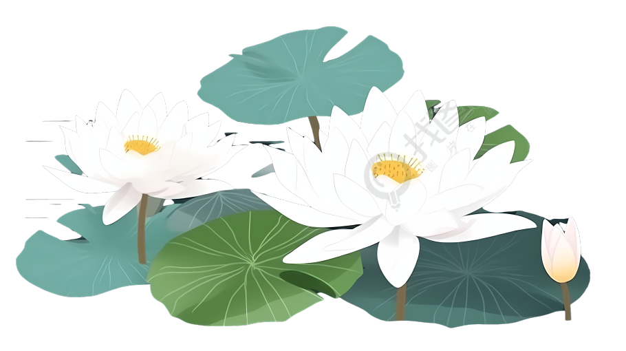 清新莲花插画设计元素