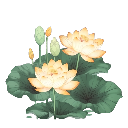浅黄色荷花插画透明背景设计元素