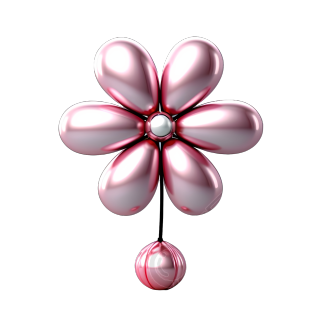 亮面粉色花型气球高清素材
