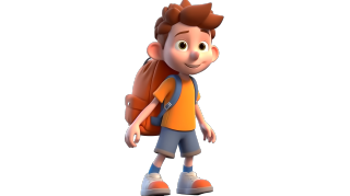 可商用3D卡通小学男孩PNG图形素材
