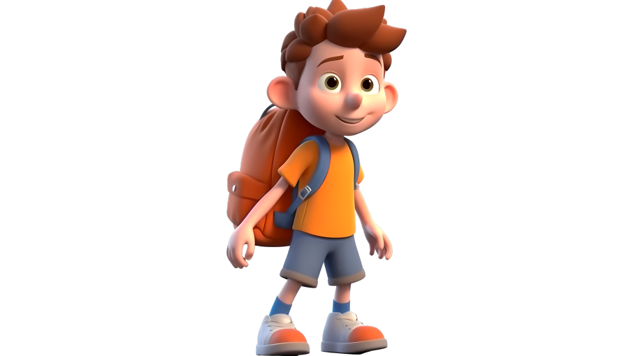 可商用3D卡通小学男孩PNG图形素材
