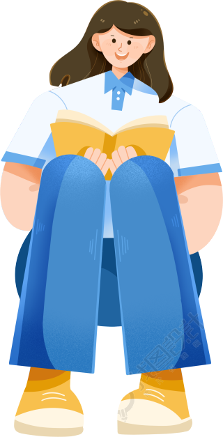 穿着校服坐着读书的女生