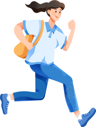 快速奔跑上学的女学生素材图