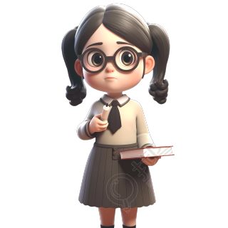 双马尾的可爱小女孩卡通图