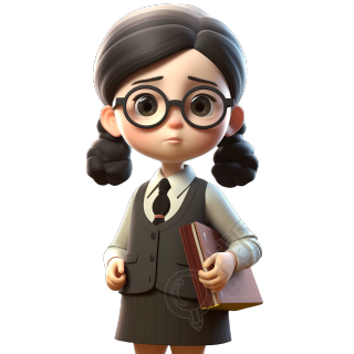 手持课本的双马尾戴眼镜小女孩图片