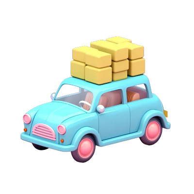 当代糖果色小布娃娃车3D建模渲染