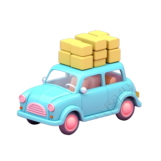 当代糖果色小布娃娃车3D建模渲染
