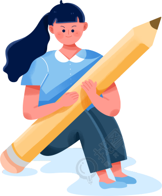 拿着铅笔的女生商用插画