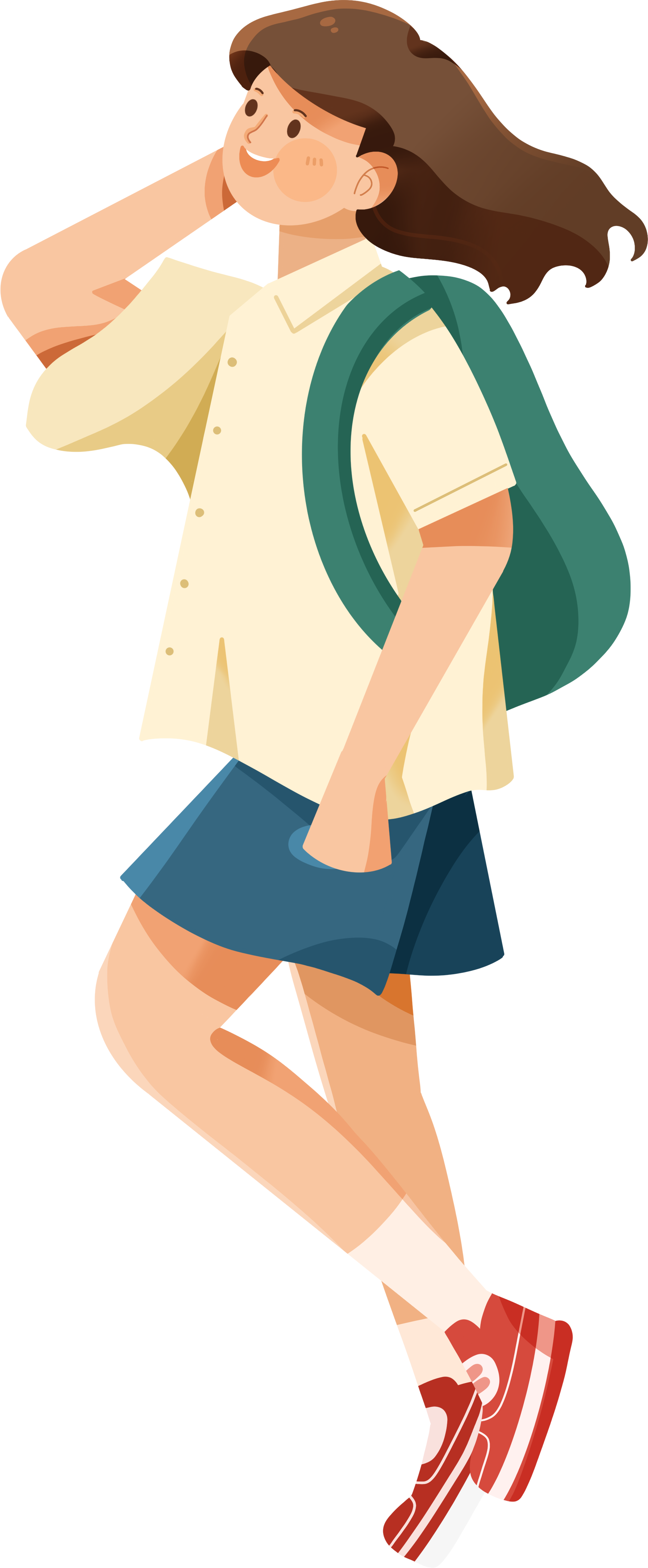 高中女生背书包上学素材