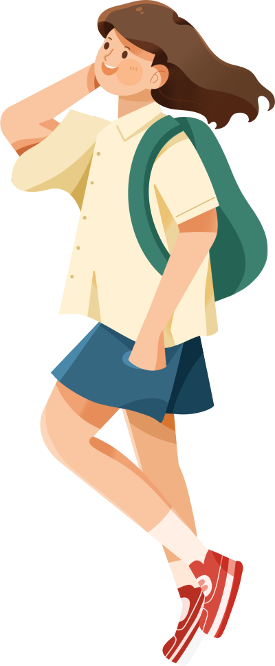 高中女生背书包上学素材