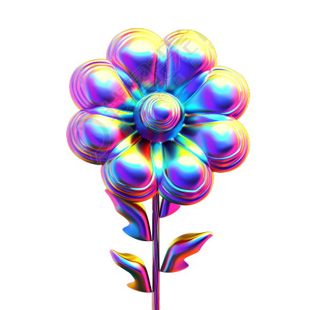 3D立体彩色小花插画